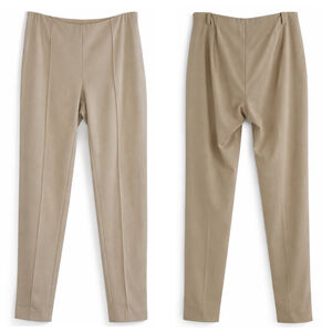 Le Tricot Perugia Brown Trousers Women’s XL Side Zipper Pressed Crease Viscose